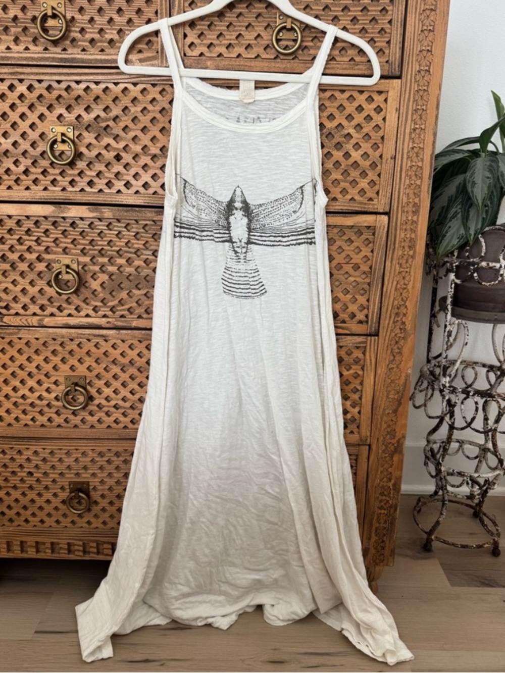 Magnolia Pearl Cream Maxi Dress with Black Bird Print